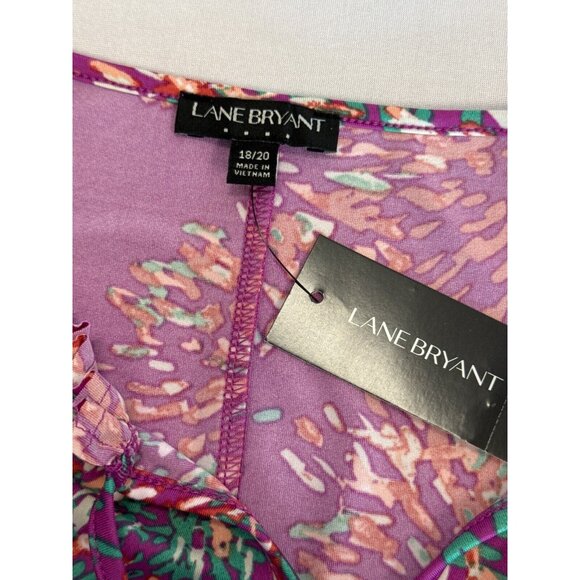 Lane Bryant Womens Fuchsia Pink Colorful Printed Tie Front Blouse Size 18/20 NWT - Picture 5 of 11